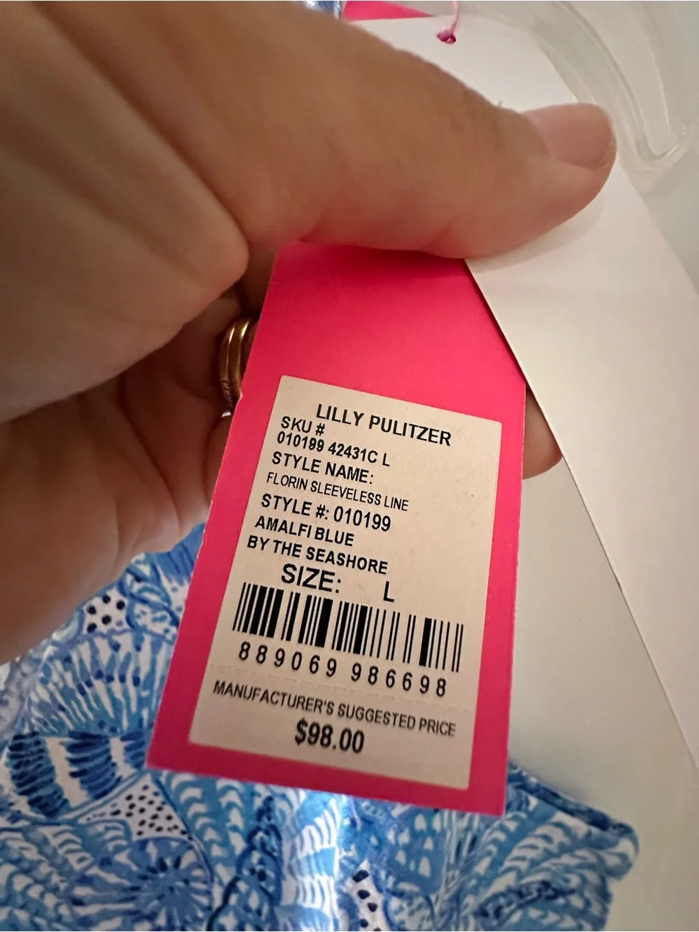 Lilly Pulitzer Blue Shell-Print V-Neck Tank Top
